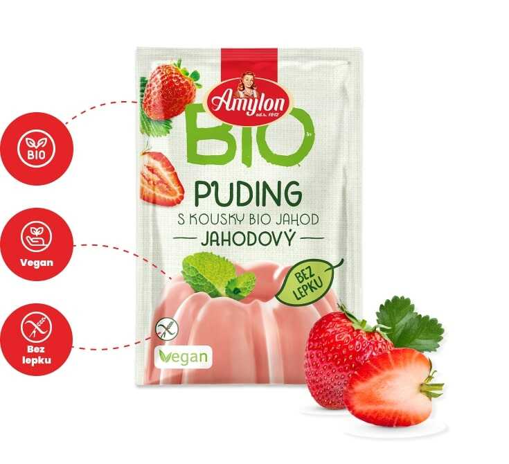 Levně Amylon BIO Jahodový puding bez lepku 40g