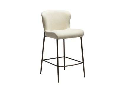 glam counter stool frosted almond boucle fabric w antique brass metal legs 300207127 01 main