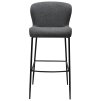 glam bar stool pebble grey boucle fabric w black metal legs 200206102 02 front