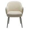 bae armchair frosted almond boucle fabric w antique brass metal legs 100209103 02 front