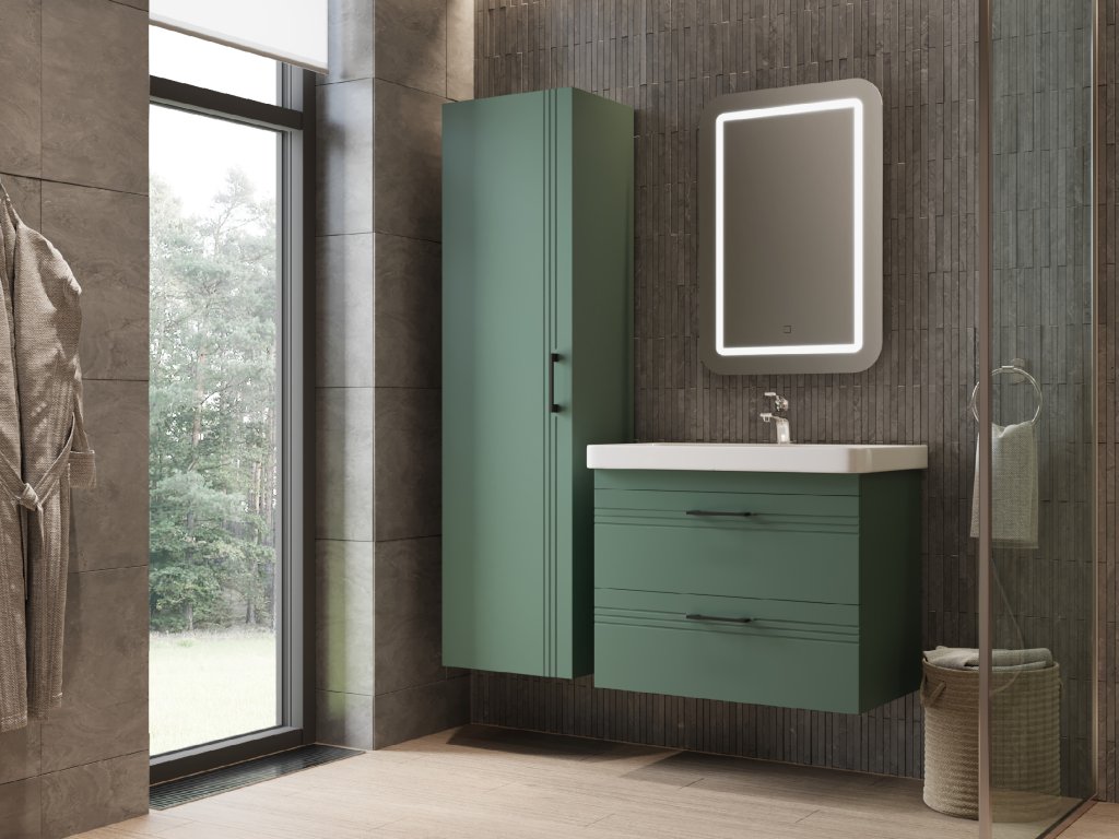 Melony závesný kúpeľňový nábytok: farby domova, zamatový Soft touch povrch