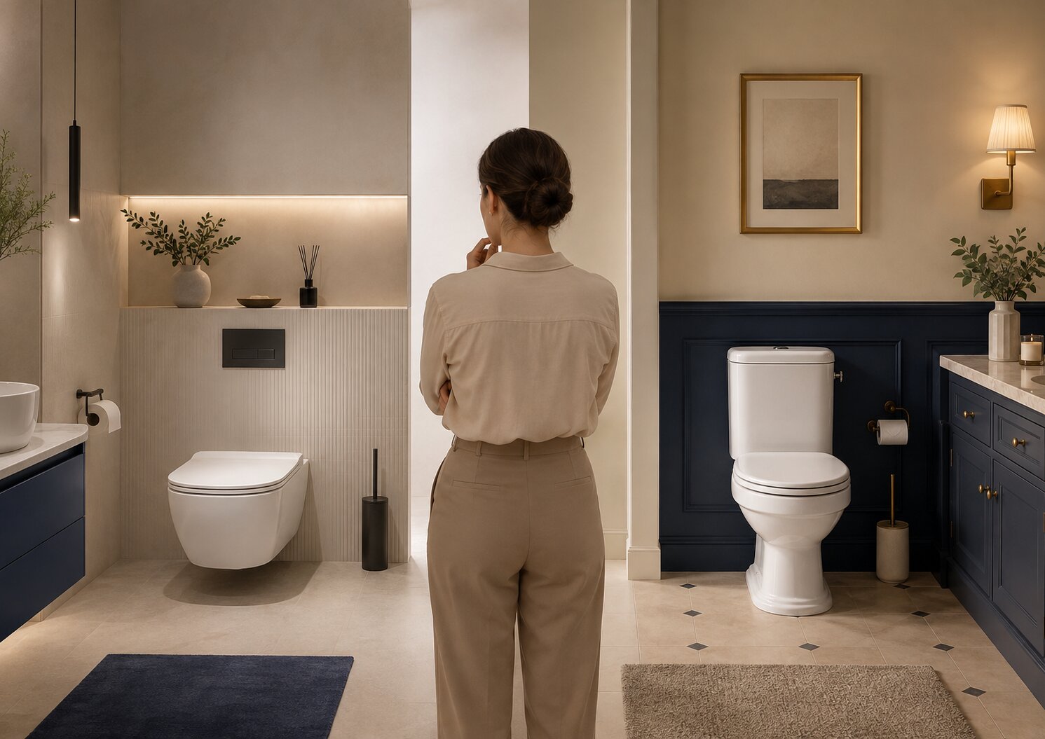 Rozhodování mezi závěsným WC a WC kombi – průvodce výběrem toalety Aplomo