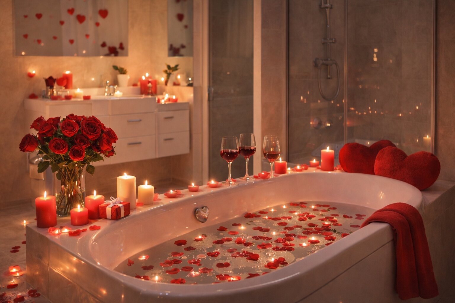 Romantická valentýnská koupel – inspirace pro koupelnu Aplomo