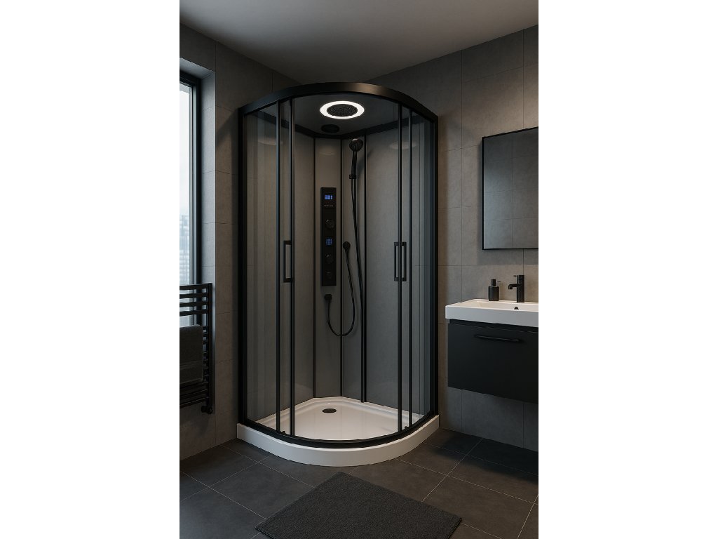 Masážní box Orion Black Glass 90×90