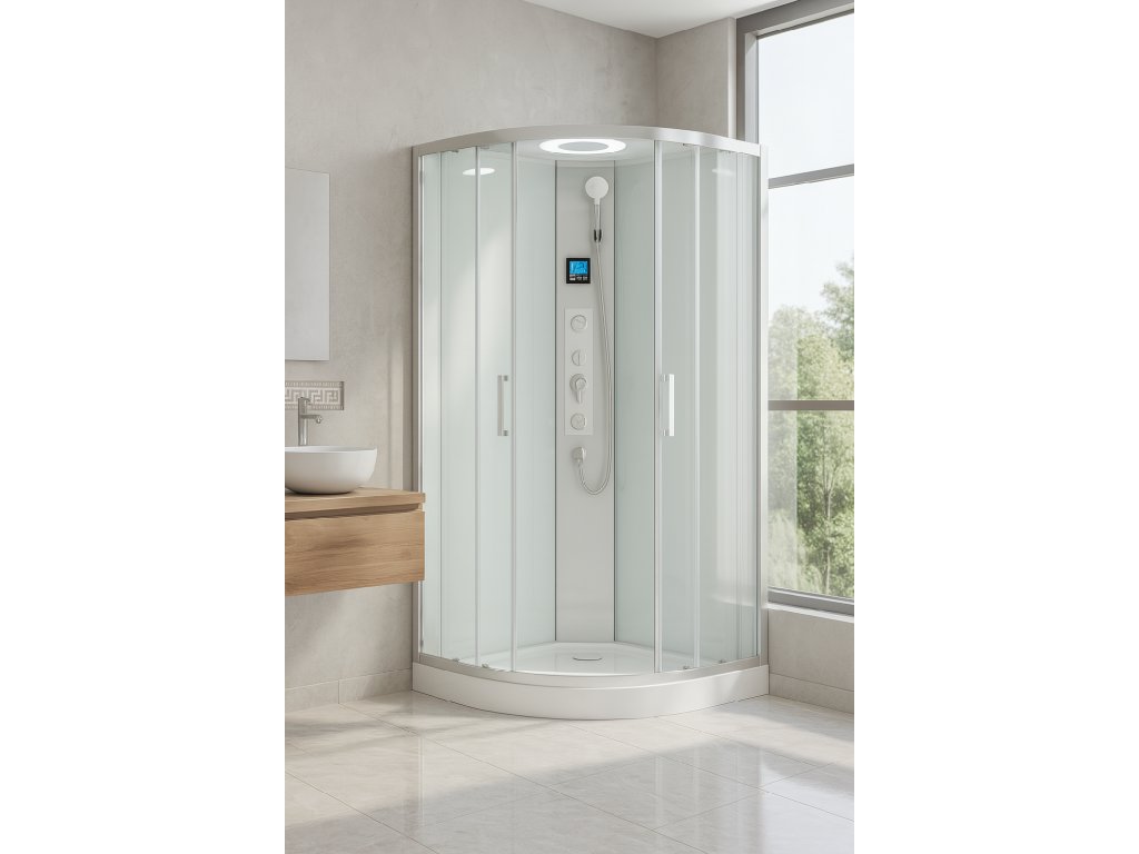 Masážní box Orion White Glass 90×90