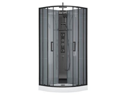 Masážní sprchový box Wega Black 90×90 – černé profily, hlavová a ruční sprcha