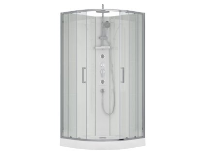 Masážní sprchový box Wega White 90×90 – přední pohled se zavřenými dveřmi
