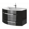 Závěsná skříňka Lavedo Vanessa 90 Černá čelní pohled na komplet s umyvadlem z litého mramoru