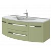 Závěsná koupelnová skříňka Lavedo Vanessa 120 Olive čelní pohled na komplet s umyvadlem z litého mramoru