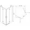 Sprchový kout Aplomo Flow black - nákres pro variantu 90 cm