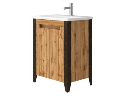 Kúpeľňová skrinka s umývadlom Queen 65 Wotan Oak