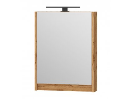 Zrkadlová kúpeľňová skrinka Leo Wotan Oak 50 s LED osvetlením