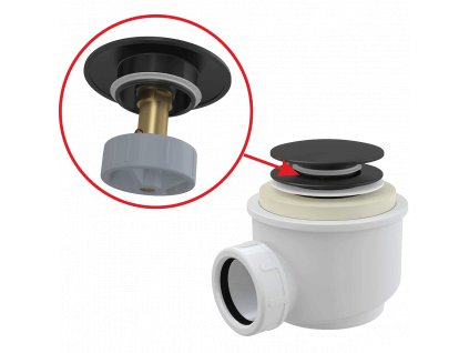 Sprchový sifon 90 mm Alca, černý