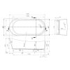 Cetus voľne stojaca vaňa 180x83 z liateho mramoru, s prepadom