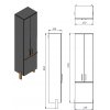 Manhy Black 170 Vysoká kúpeľňová skrinka s košom