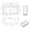 Voľne stojaca akrylátová vaňa Varya 170x80, biela
