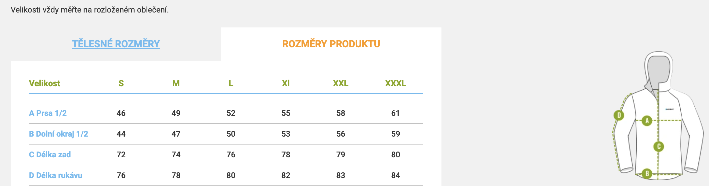 velikostni tabulka panske mikiny Husky Aron_2