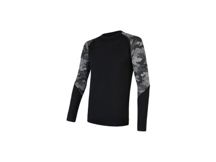 SENSOR MERINO IMPRESS pánské triko dl.rukáv černá/honeycomb S (Barva černá, Velikost S)