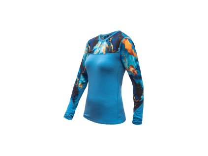 SENSOR MERINO IMPRESS dámské triko dl.rukáv modrá/universe L (Barva modrá, Velikost L)