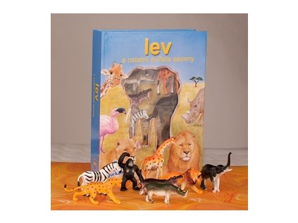 Lev a ostatní zvířata savany (Stav Nová - lehce poškozená)