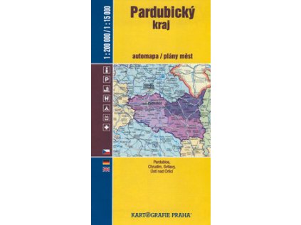 Pardubický kraj automapa 1:200 000 a plány měst 1:15 000 (Stav Nová - lehce poškozená)