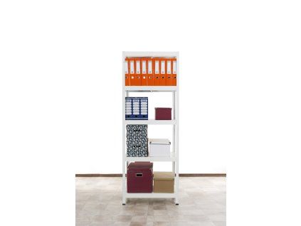 2211 celokovovy regal 180x60x40 5 polic lakovany biely