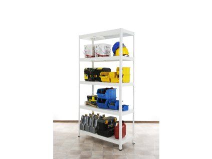 2214 celokovovy regal 180x80x40 5 polic lakovany biely