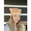 Cat beanie- bílo-oranžová
