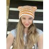 Cat beanie- bílo-oranžová