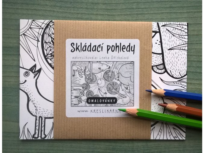 Skládací pohledy - Slunce v lese (omalovánky)