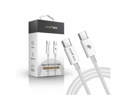 RhinoTech Nabíjecí Kabel Nylon opletem USB-C na USB-C 60W 1m