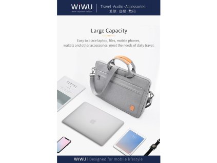 WiWu Pioneer Pro Taška na MacBook 13,3 / iPad 12,9 - Šedá
