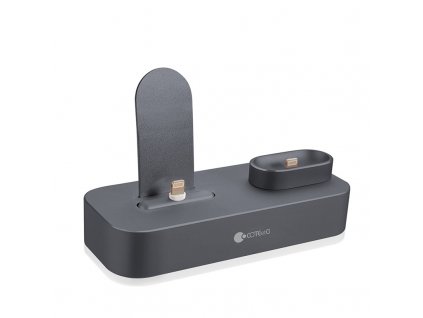 coteetci 2in1 lightning iphone airpods charging dock gray 1