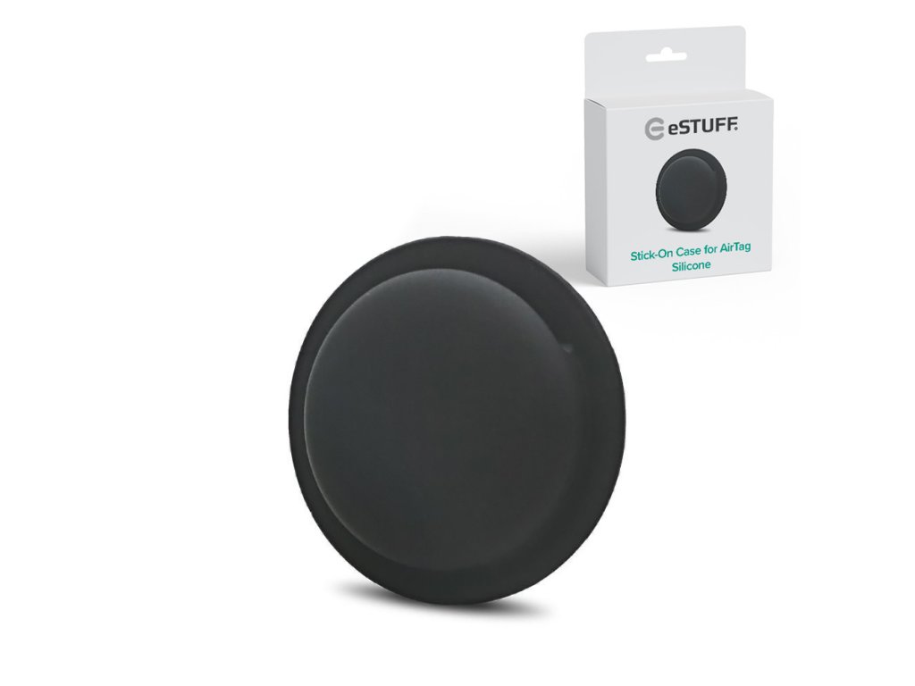 4238 estuff es663050 silikonovy samolepici kryt pro apple airtag s 360 ochranou cerny