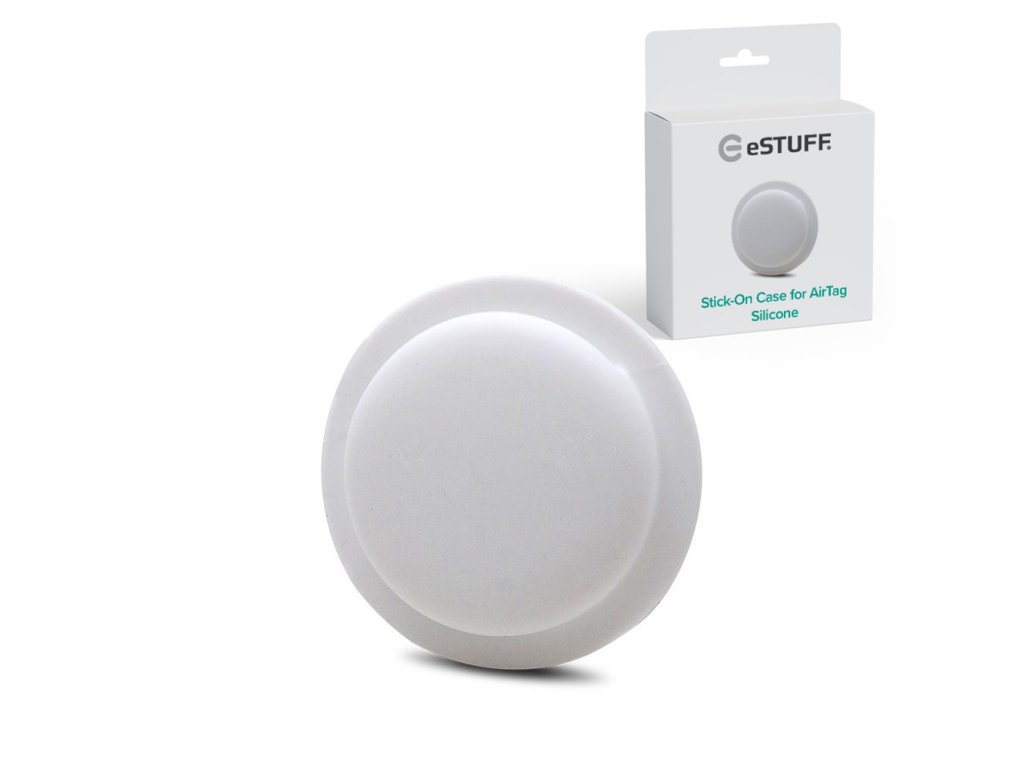 4241 estuff es663051 silikonovy samolepici kryt pro apple airtag s 360 ochranou bily