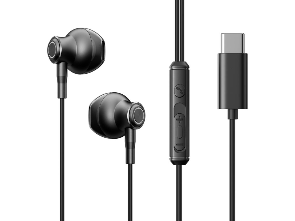 Joyroom USB-C sluchátka do uší TYPE-C Series JR-EC07 kovová - černá