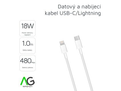 1040 ag premium c9731 datovy a nabijeci kabel usb c lightning pd 18w 1m bily