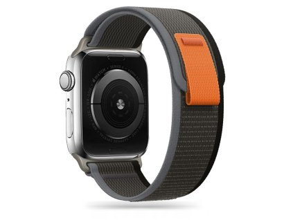 Nylonový řemínek Tech-Protect Nylon pro Apple Watch 8 / 9 / 10 / 11 / SE / Ultra (44 / 45 / 46 / 49 mm) – černá/oranžová