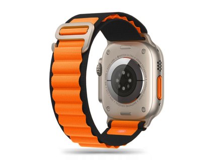 Nylonový řemínek Tech-Protect Nylon Pro pro Apple Watch 8 / 9 / 10 / 11 / SE / Ultra (44 / 45 / 46 / 49 mm) – černo-oranžový