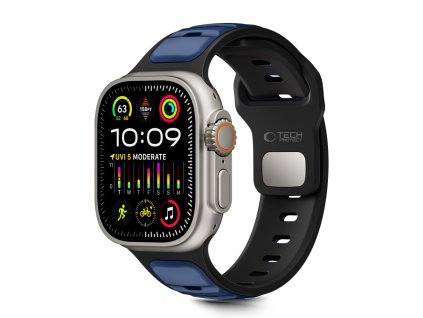 Řemínek Tech-Protect IconBand Line pro Apple Watch 8 / 9 / 10 / 11 / SE / Ultra (44 / 45 / 46 / 49 mm) – černý/námořnická modrá