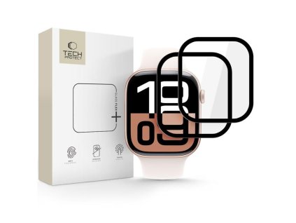 Hybridní ochranné sklo Tech-Protect Glass Flex+ (2 ks) pro Apple Watch 10 / 11 (42 mm) – černé