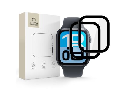 Hybridní ochranné sklo Tech-Protect Glass Flex+ (2 ks) pro Apple Watch 4 / 5 / 6 / SE 1 / 2 / 3 (44 mm) – černé