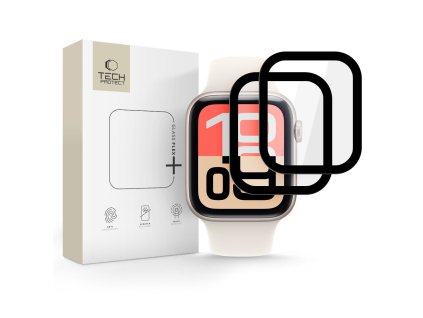 Hybridní ochranné sklo Tech-Protect Glass Flex+ (2 ks) pro Apple Watch 4 / 5 / 6 / SE 1 / 2 / 3 (40 mm) – černé