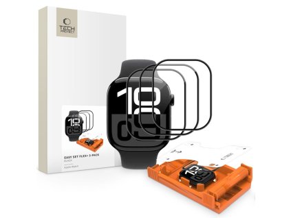 Hybridní ochranné sklo Tech-Protect Easy Set Flex+ (3 ks) pro Apple Watch 4 / 5 / 6 / SE 1 / 2 / 3 (40 mm) – černé