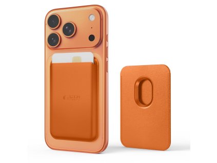 Magnetická peněženka Tech-Protect MagWallet MagSafe – univerzální držák karet – oranžová