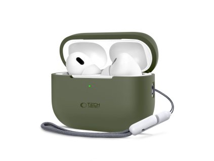 Silikonové pouzdro Tech-Protect pro Apple AirPods Pro 1 / 2 – Olive Green