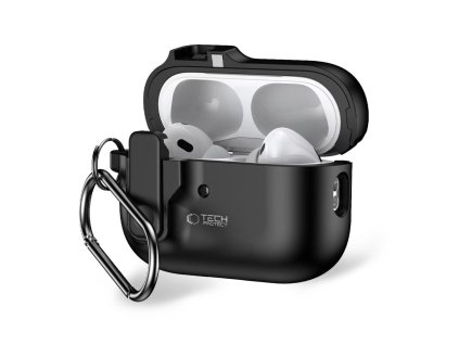 Silikonové pouzdro Tech-Protect Slim Hook pro Apple AirPods Pro 1 / 2 – Black