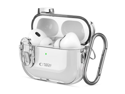 Silikonové pouzdro Tech-Protect Slim Hook pro Apple AirPods Pro 1 / 2 – Clear