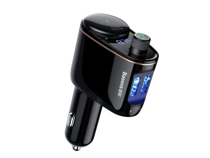 1208 baseus ccall rh01 autonabijecka bluetooth mp3 transmiter a handsfree s 2x usb cerny