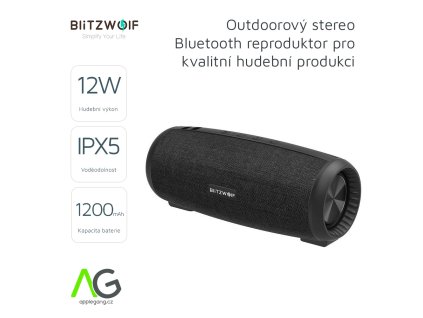1250 blitzwolf bw wa1 prenosny ipx5 bluetooth stereo reproduktor 2x6w s handsfree cerny